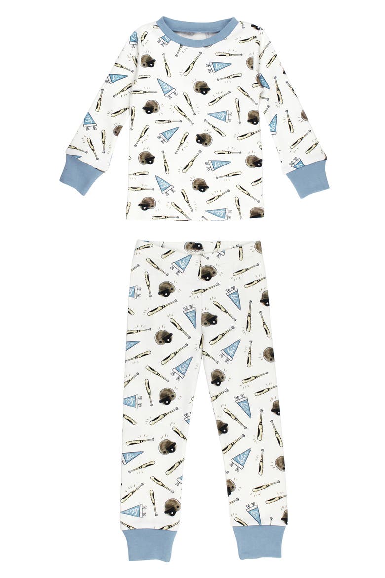 Print Fitted Organic Cotton Two-Piece Pajamas, Main, color, LET'S GO