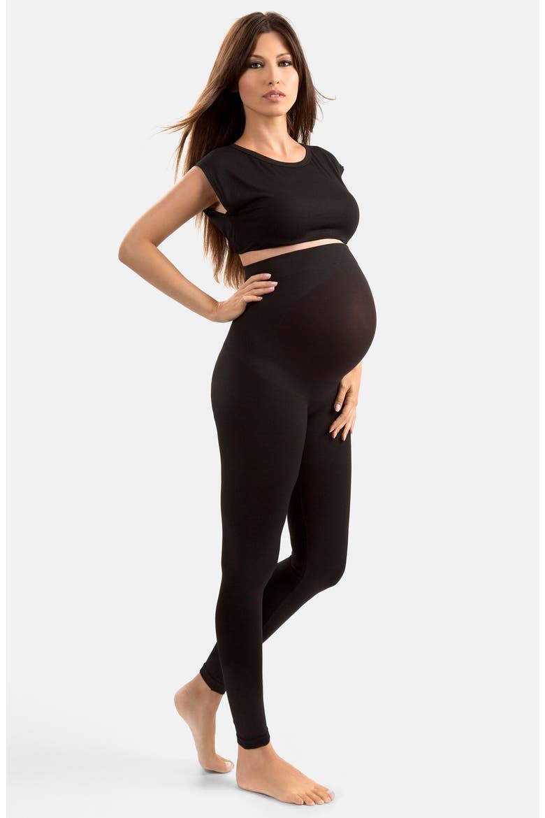 'High Performance' Maternity Belly Lift & Support Leggings, Main, color, BLACK