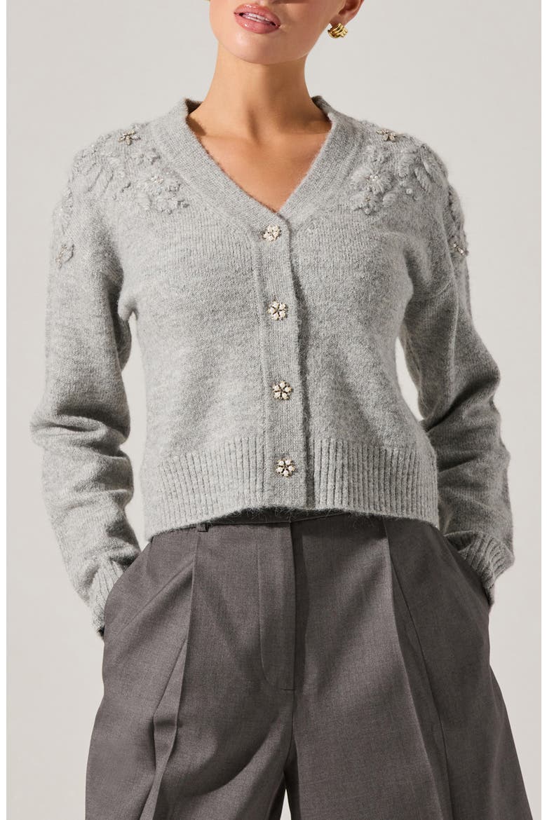 Susannah Embellished Cardigan, Main, color, LIGHT GREY