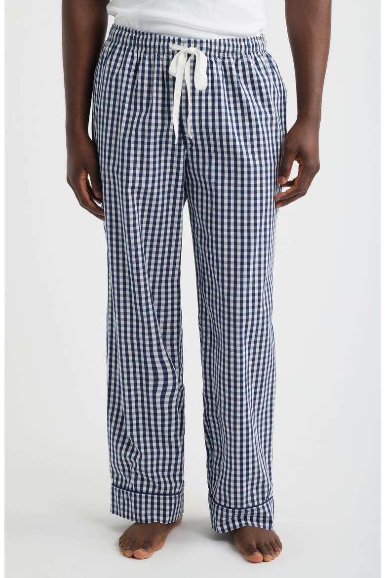 Poplin Woven Pajama Set, Alternate, color, NAVY LAURENT GINGHAM