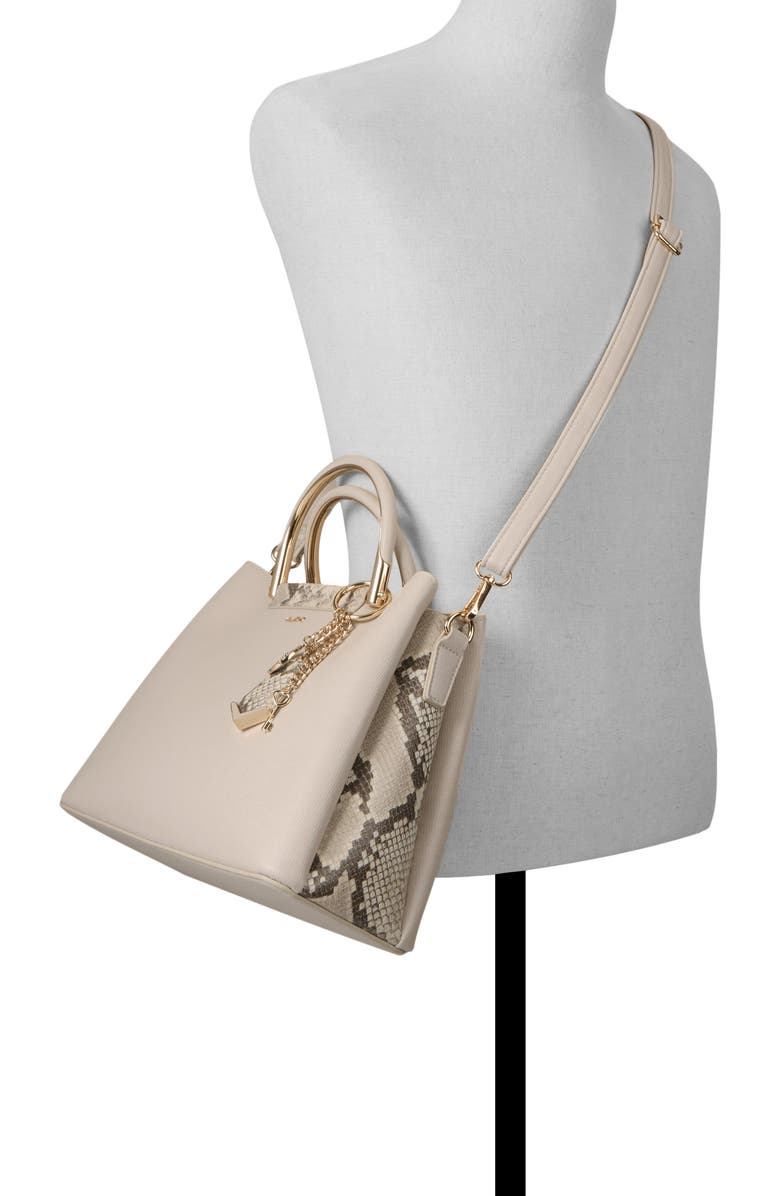 ALDO Cloenaa Faux Leather Satchel, Alternate, color, Taupe