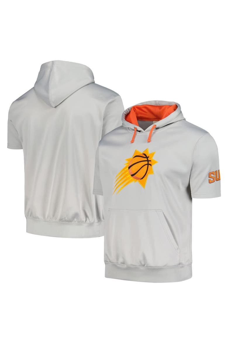 Men's Fanatics Branded Silver/Orange Phoenix Suns Short Sleeve Pullover Hoodie, Alternate, color, Silver