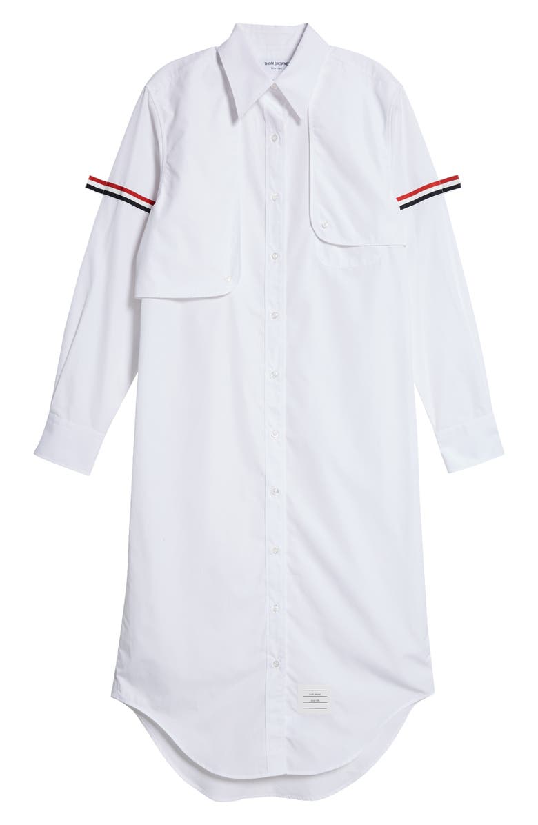 Thom Browne Easy Fit Long Sleeve Cotton Poplin Shirtdress, Alternate, color,