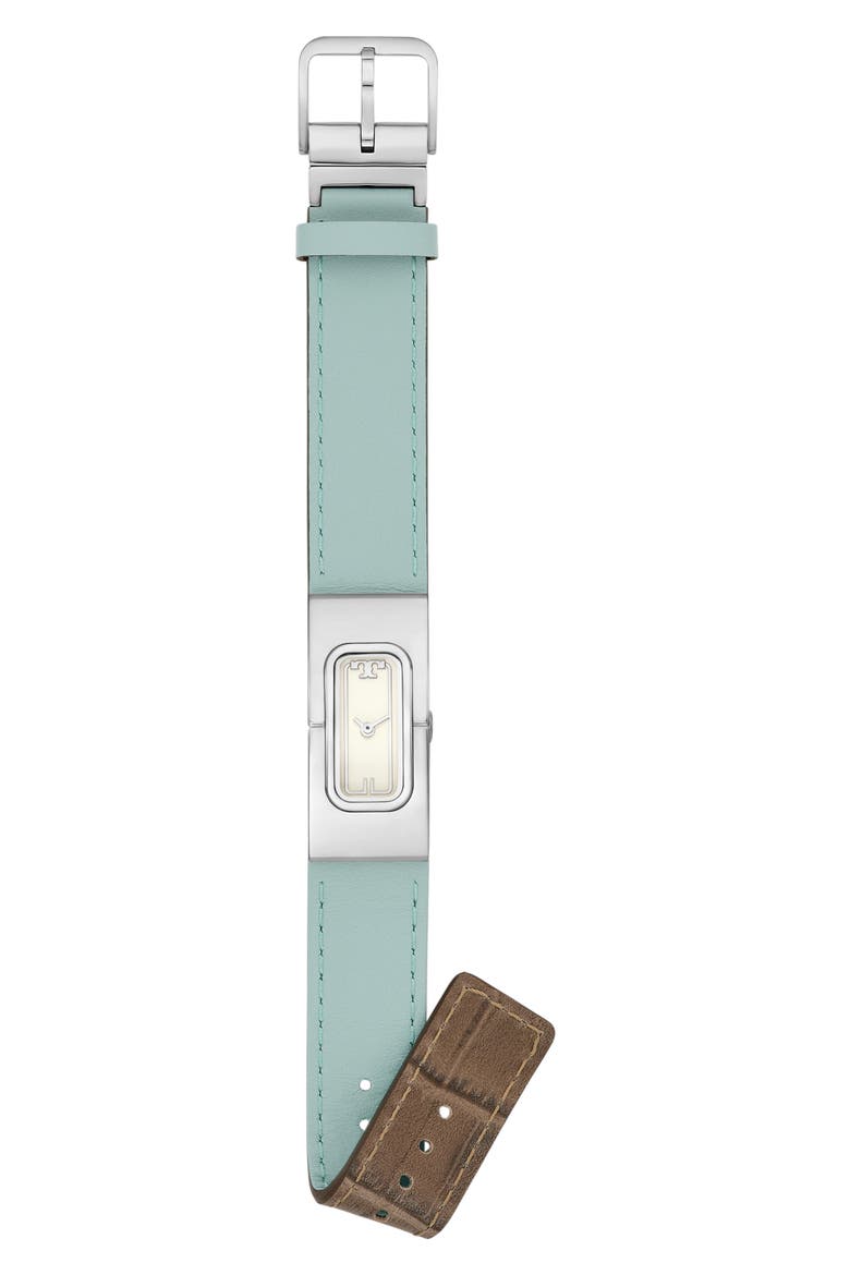 The T Leather Strap Watch, 18mm x 40mm, Alternate, color, MULTI