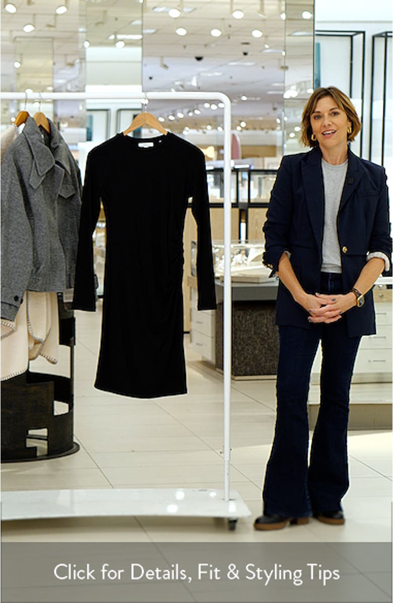 Draped Long Sleeve Crewneck Dress, sales video thumbnail