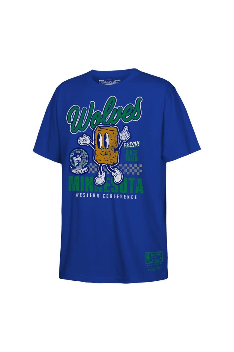 Youth Mitchell & Ness  Blue Minnesota Timberwolves Concession Food Character T-Shirt, Alternate, color, Blue