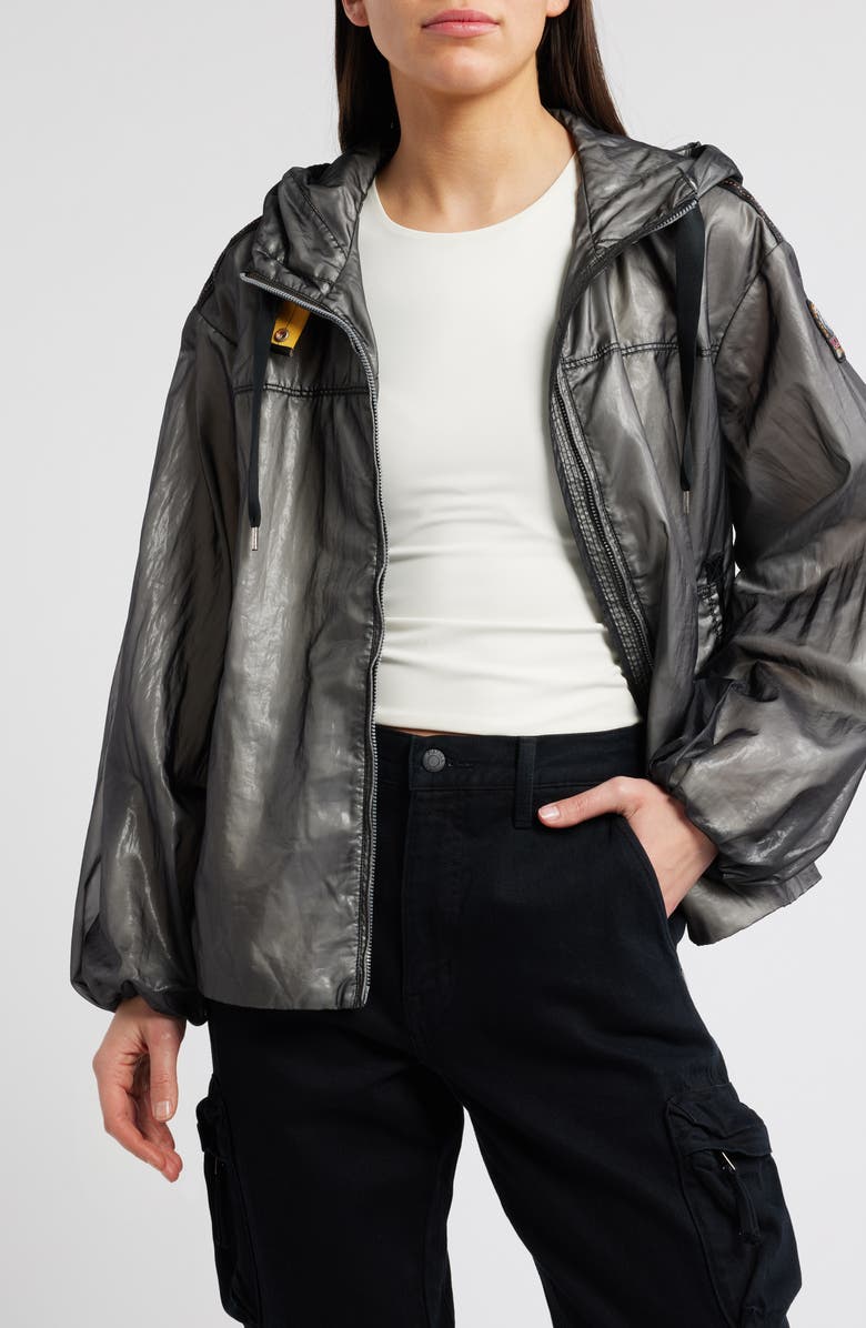 Parajumpers Carmen Metal Glaze Water Repellent Hooded Jacket, Main, color, Black