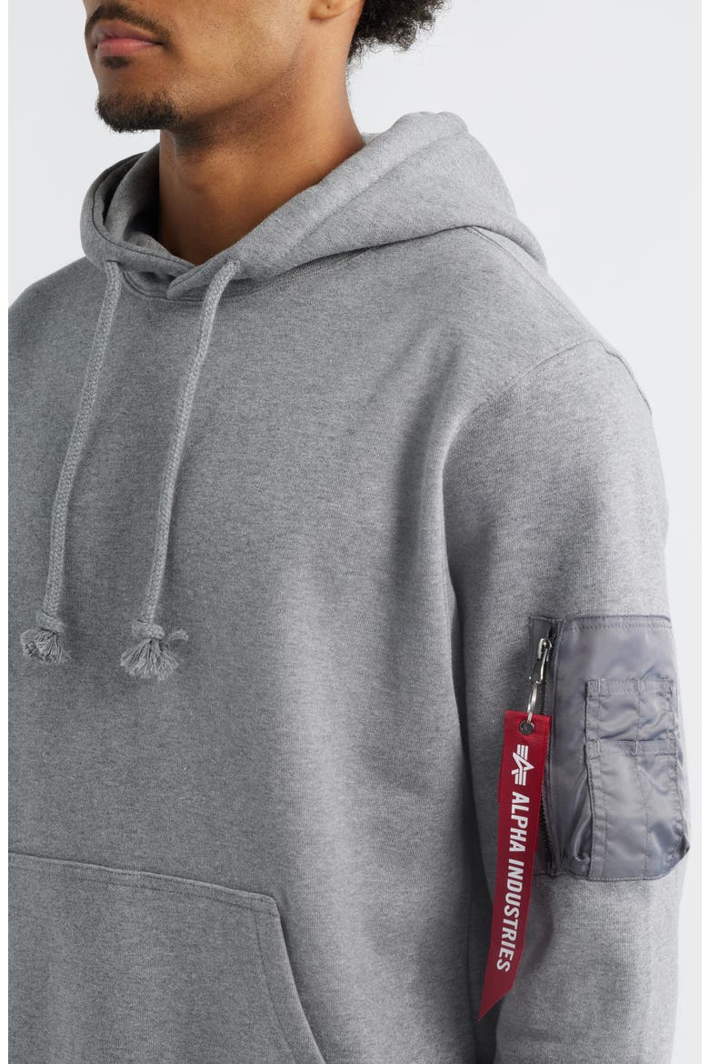 Utility Pocket Cotton Fleece Hoodie, Alternate, color, MEDIUM CHARCOAL HEATHER