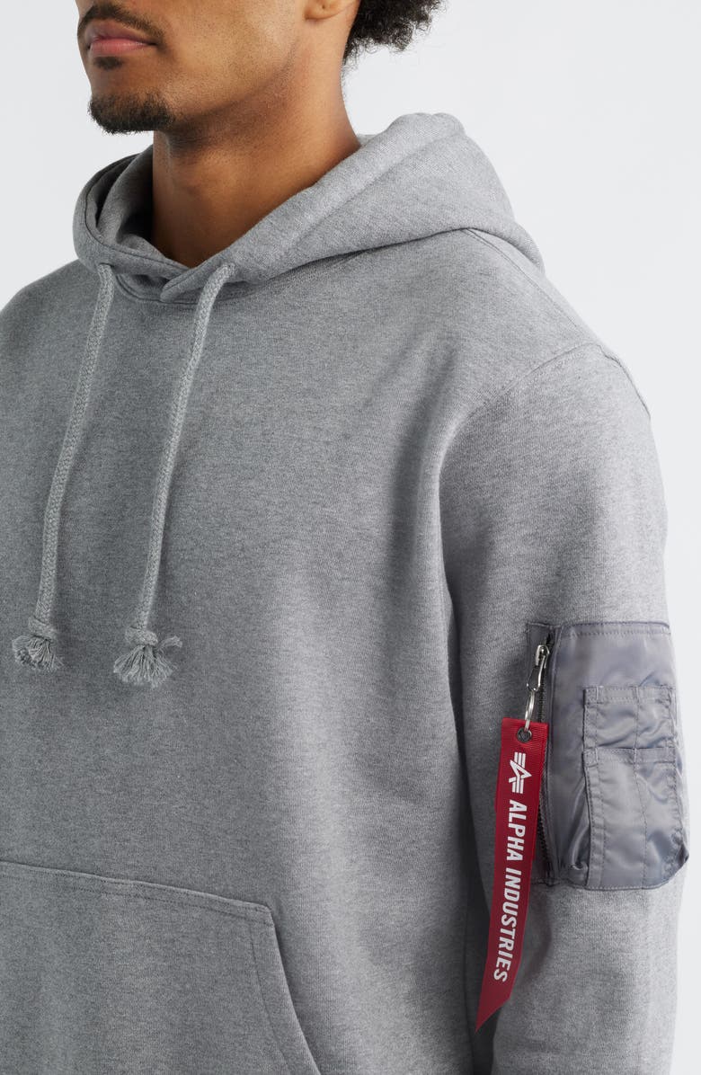 Alpha Industries Utility Pocket Cotton Fleece Hoodie, Alternate, color, Medium Charcoal Heather