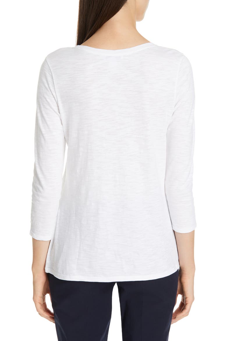 Scoop Neck Cotton Blend Tee, Alternate, color, WHITE