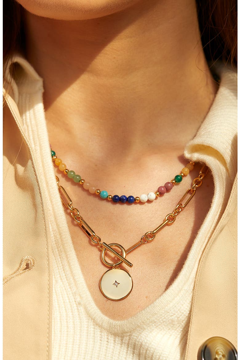 Star Coin T-Bar Necklace, Alternate, color, GOLD