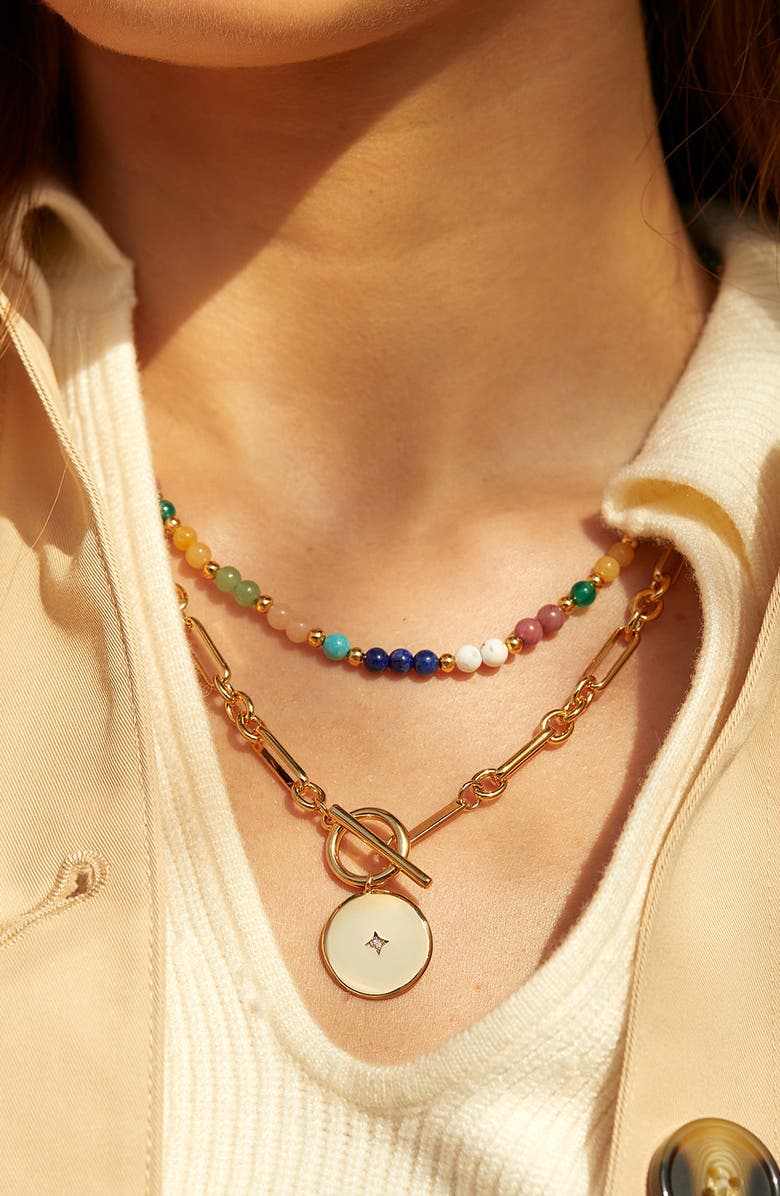 Estella Bartlett Star Coin T-Bar Necklace, Alternate, color, Gold