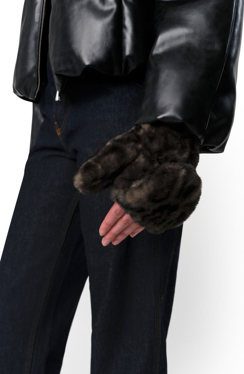 Apparis Coco Leopard Faux Fur Gloves, Alternate, color, Dark Leopard