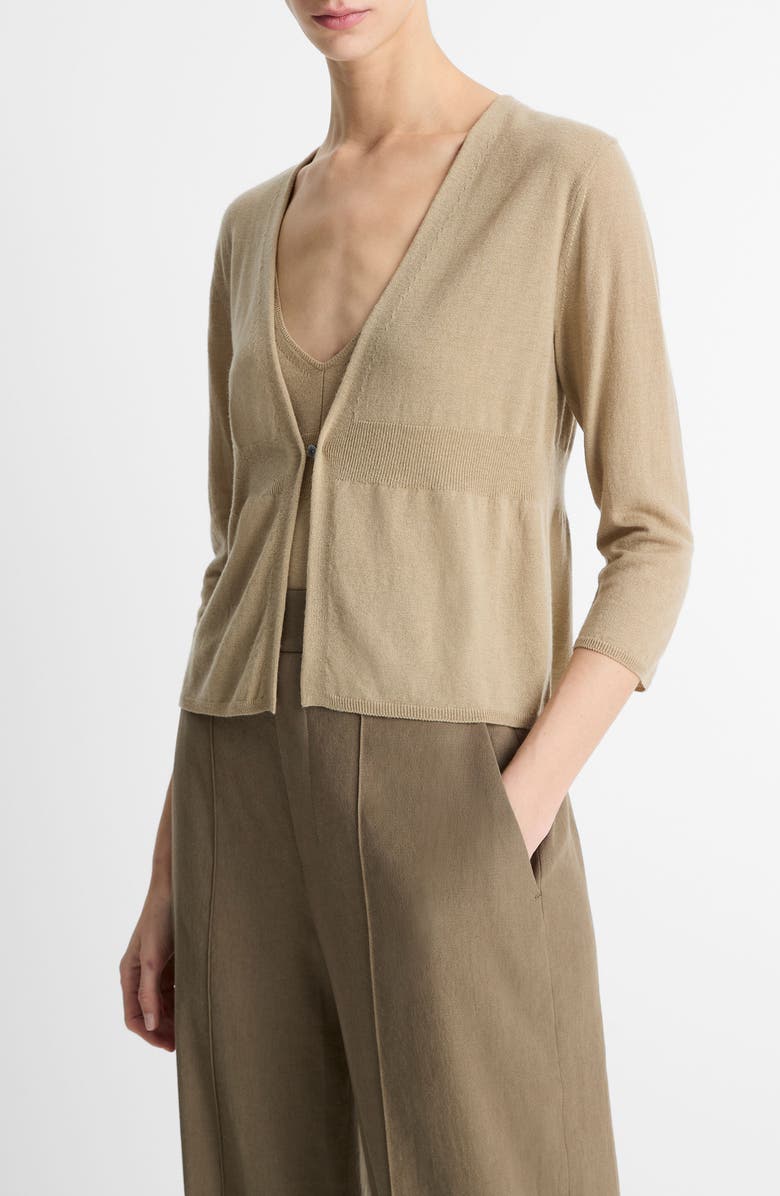 Vince One Button Wool Blend Cardigan, Alternate, color, 