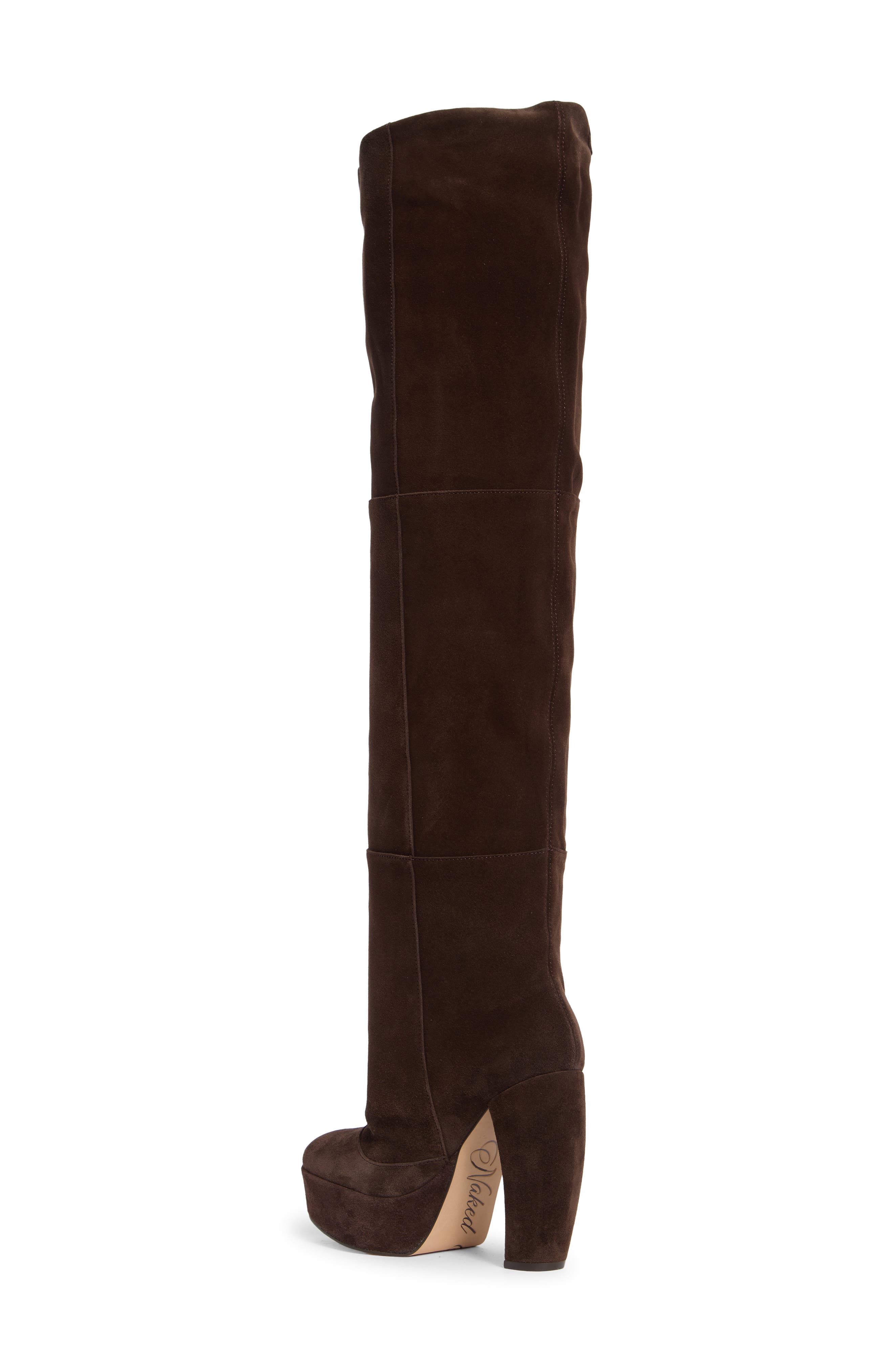 Dallas Leather Over the Knee Platform Boot, Alternate, color, BROWN