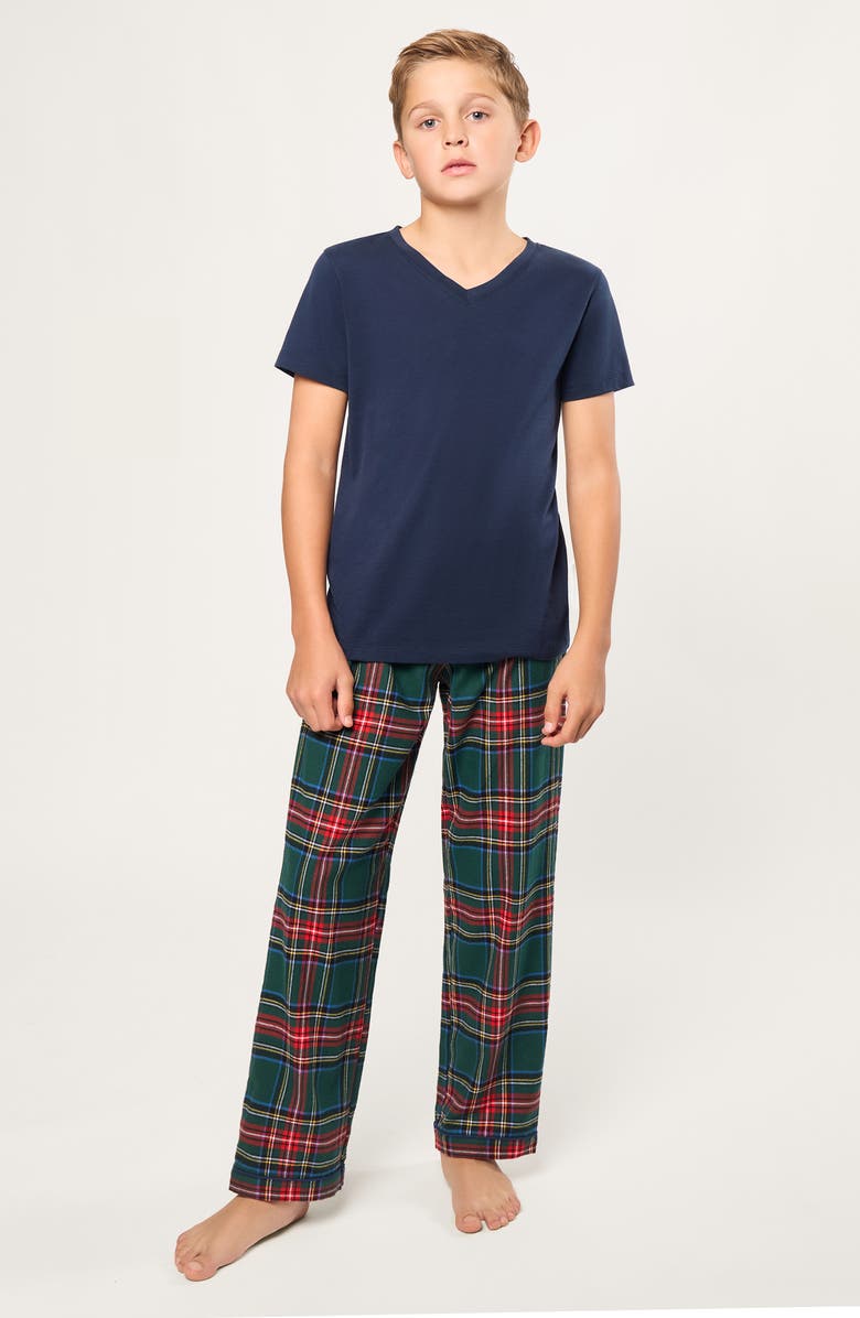 Petite Plume Kids' Brushed Twill Pajamas Pants, Alternate, color, Green