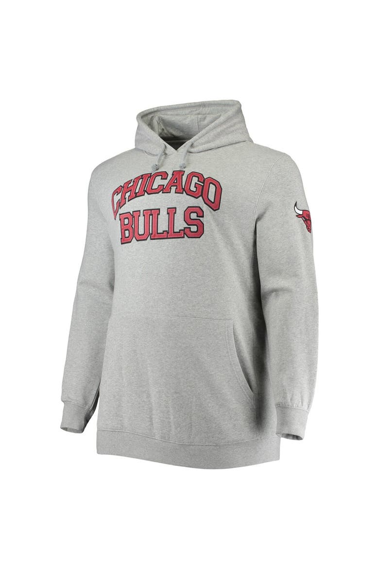 Men's Mitchell & Ness Heathered Gray Chicago Bulls Hardwood Classics Big & Tall Throwback Pullover Hoodie, Alternate, color, Heather Gray