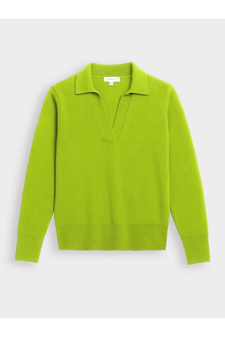 Long Sleeve Collared V-Neck Sweater, Alternate, color, Parrot Green