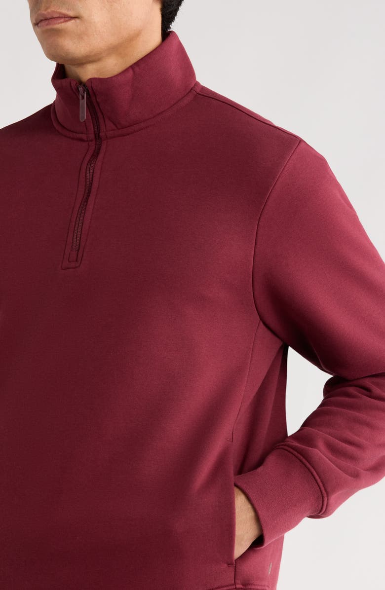 Zella Vital Fleece Quarter Zip Pullover, Alternate, color, Burgundy Tannin
