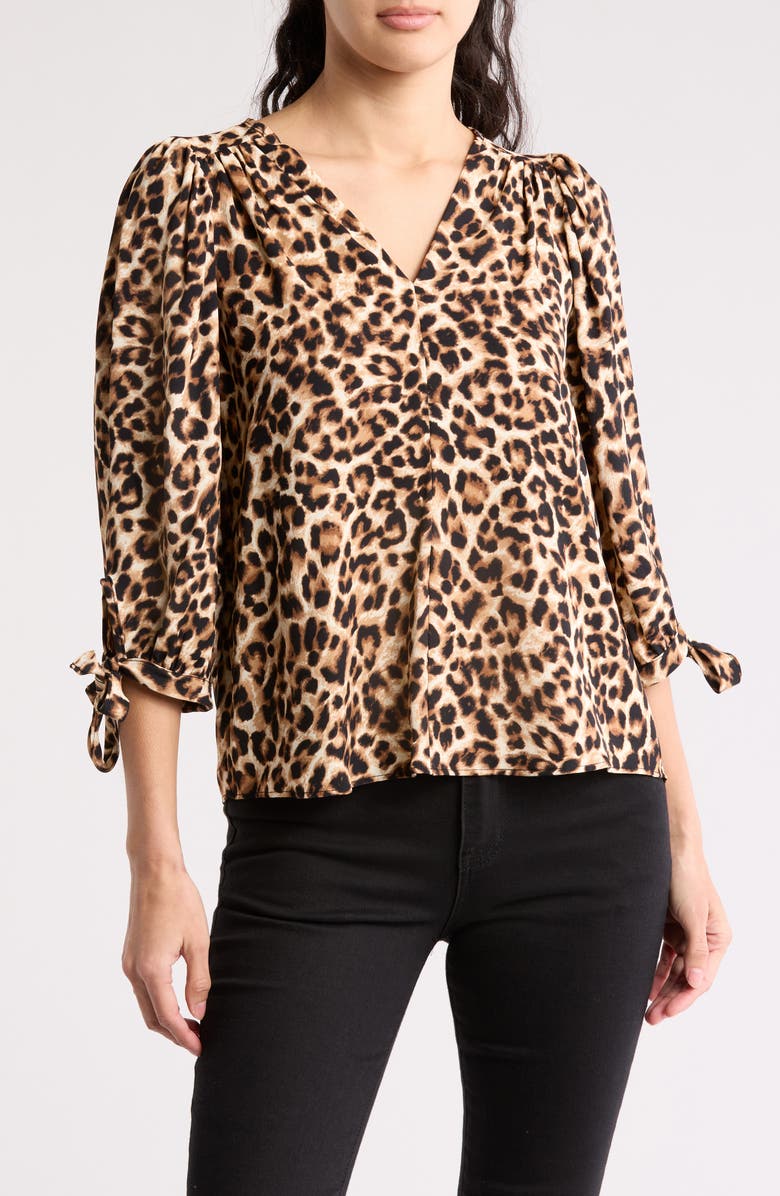 Renee C Leopard Print Top, Main, color, Chocolate