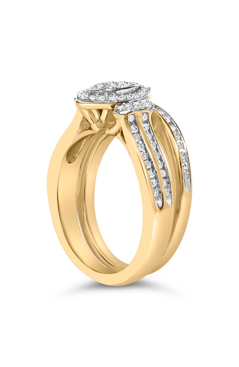 Haus of Brilliance 14K Yellow Gold Plated Sterling Silver 1/2 Cttw Marquise Cluster Diamond Bridal Set, Alternate, color, Yellow Gold Over Silver