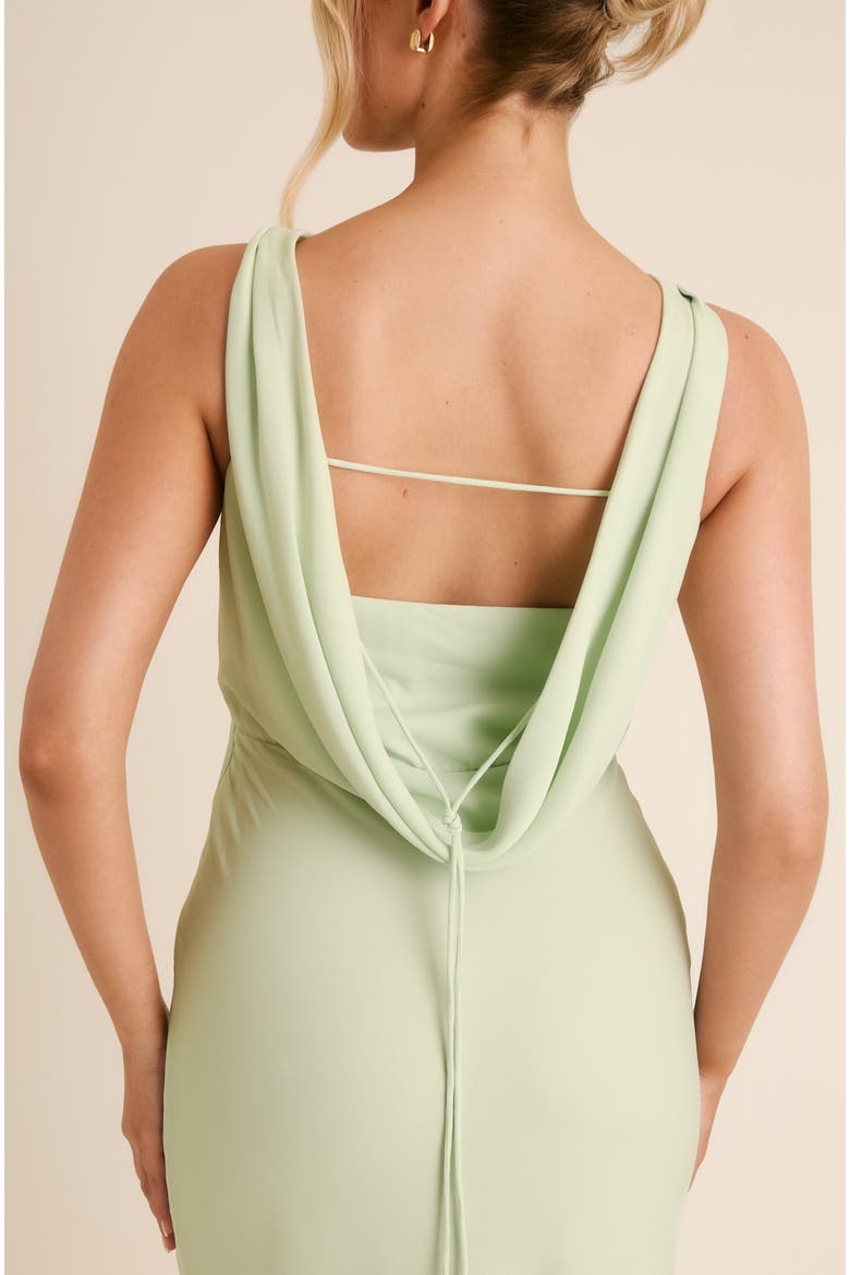 Plunge Cowl Chiffon Bridesmaid Dress, Alternate, color, Mint Green