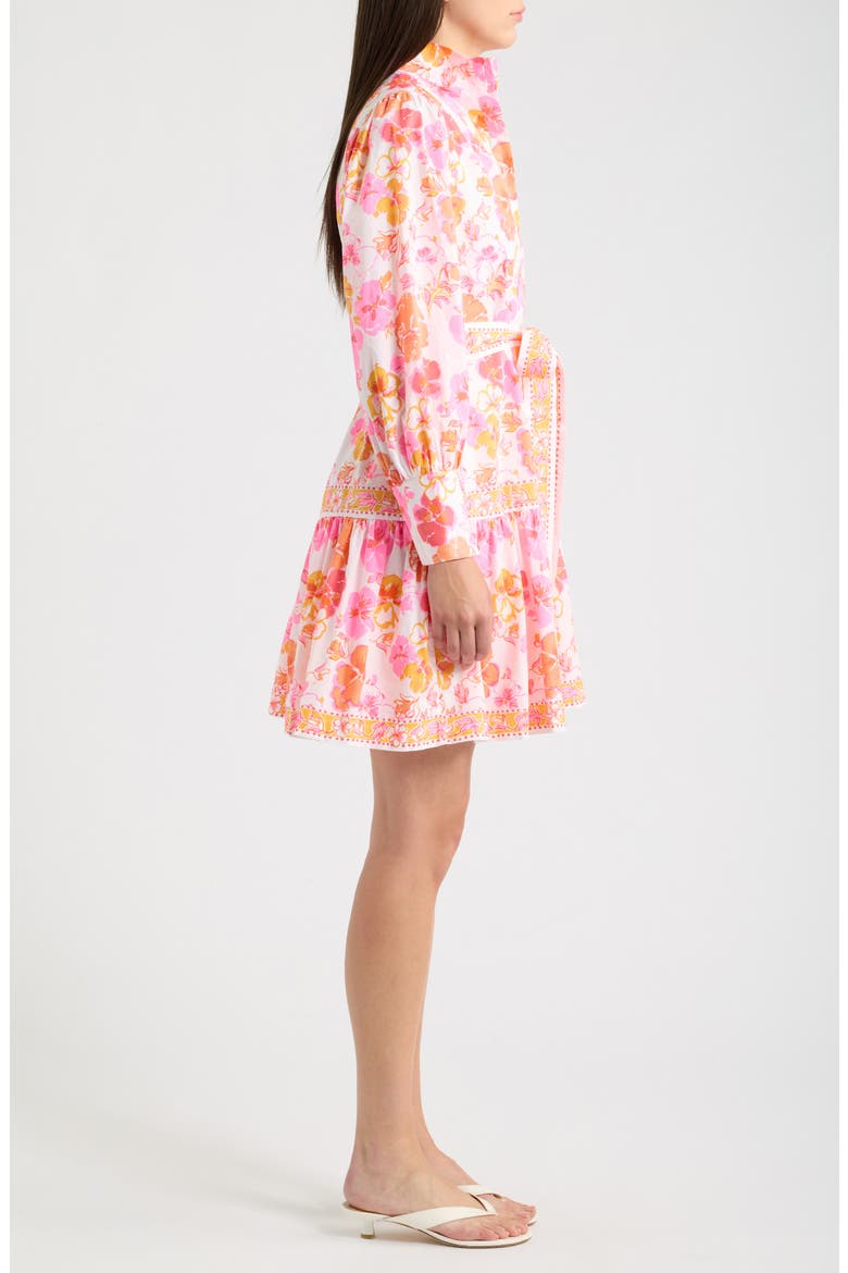 Drena Print Tie Waist Long Sleeve Dress, Alternate, color, RESORT WHITE PANSY FANSY