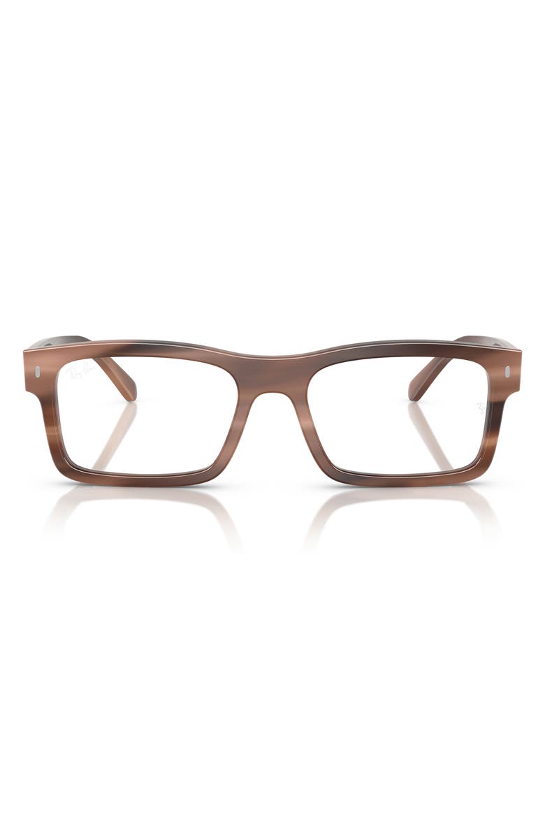 Ray-Ban 54mm Rectangular Optical Glasses, Main, color, Brown Havana