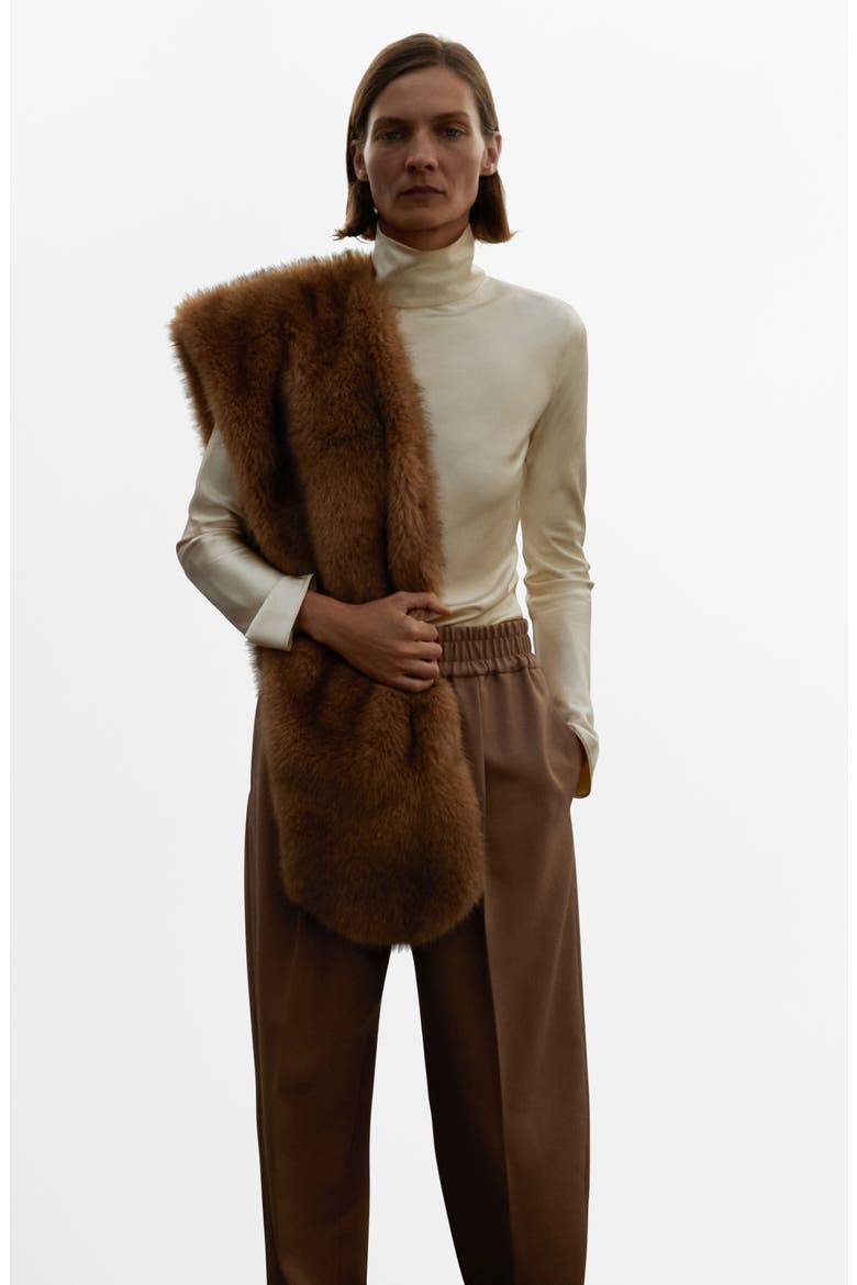 Selection Elastic Waist Straight Leg Wool Pants, Alternate, color, MEDIUM BROWN