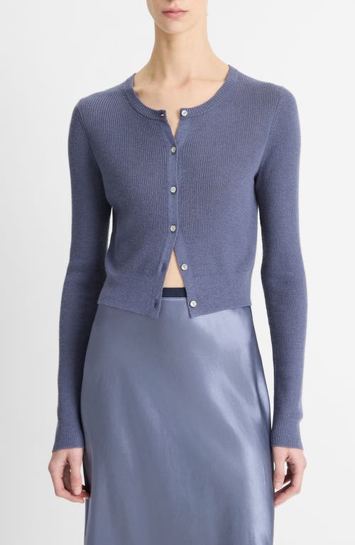 Shop Vince Cashmere & Silk Rib Cardigan In Mauve Thistle