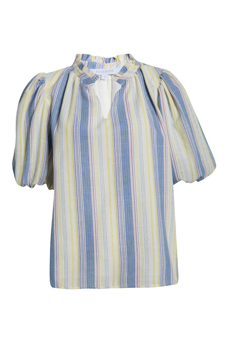 Vexie Stripe Gretna Puff Sleeve Top, Alternate, color, BLUE-MULTI