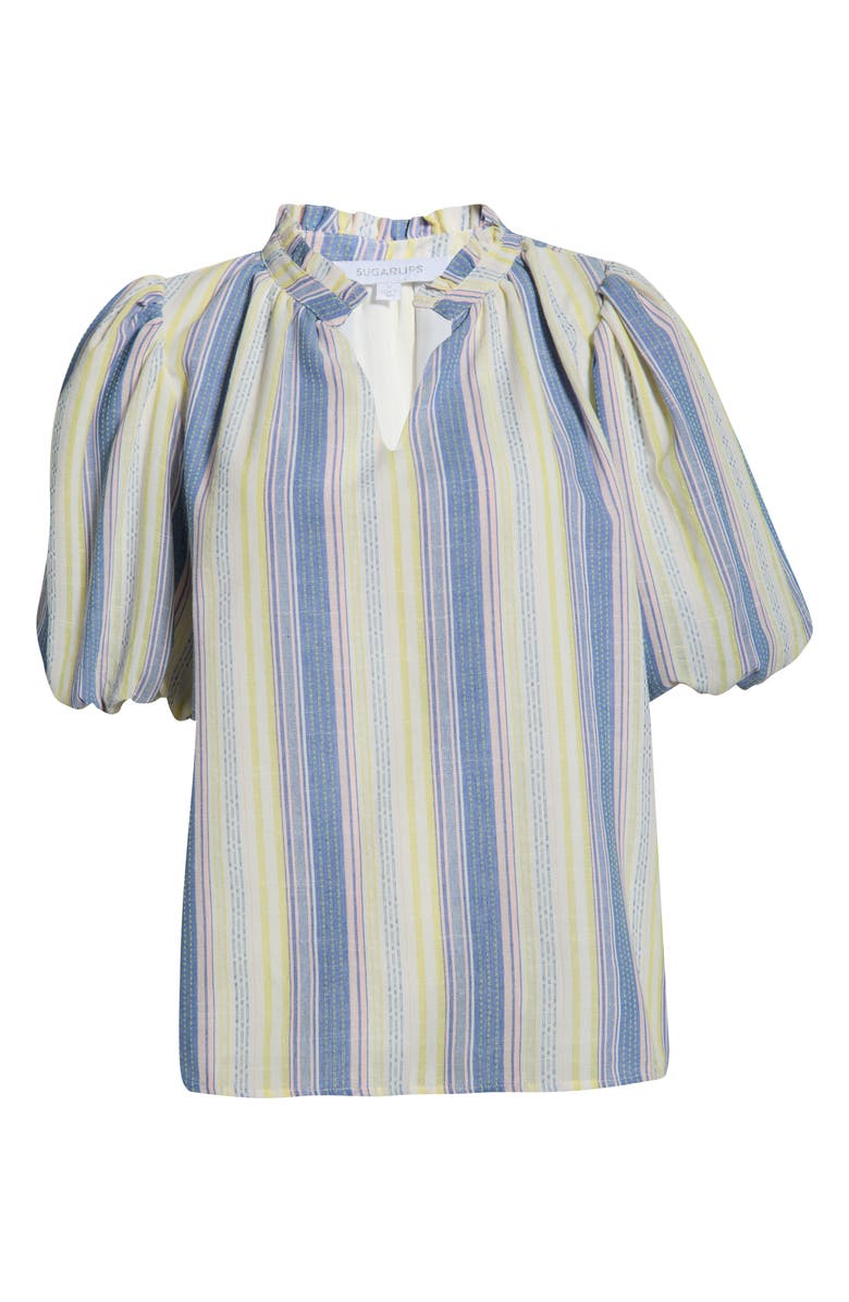 SUGARLIPS Vexie Stripe Gretna Puff Sleeve Top, Main, color, Blue-Multi