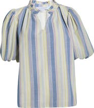 SUGARLIPS Vexie Stripe Gretna Puff Sleeve Top