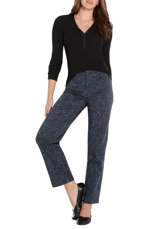 Nic + Zoe Nic+zoe Recess Leopard Print Straight Leg Ankle Jeans In Blue