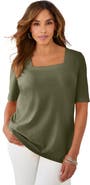 Jessica London Stretch Cotton Square Neck Tee