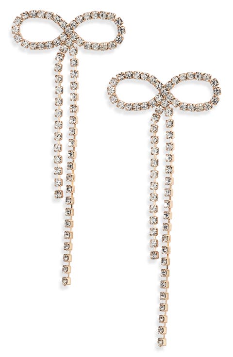 Crystal Bow Drop Earrings