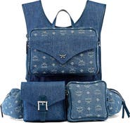 MCM Aren Multi-Backpack in Monogram Denim Jacquard