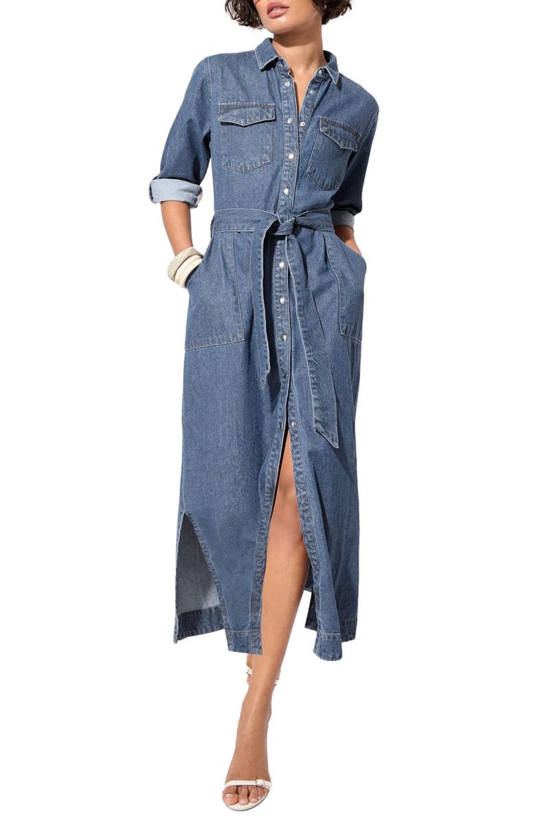 Friends Like These Belted Denim Shirtdress, Main, color,