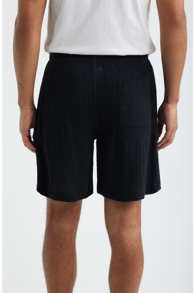 Seaside Cotton Crepe Lounge Shorts, Alternate, color, BLACK