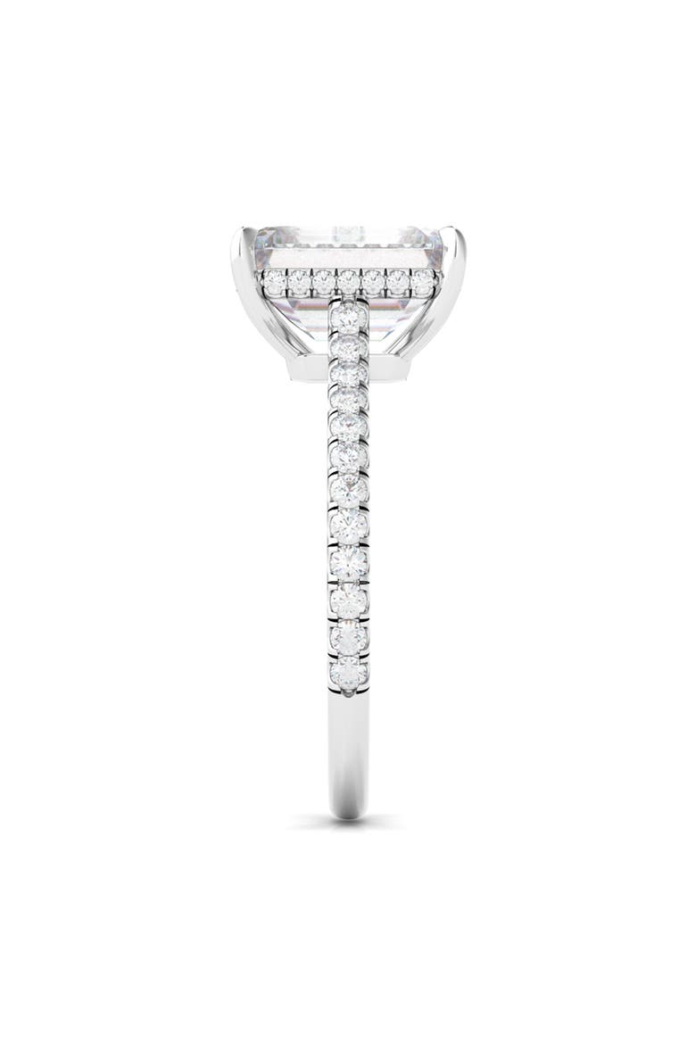Emerald Cut Pavé Lab Created Diamond Ring, Alternate, color, 18K WHITE GOLD