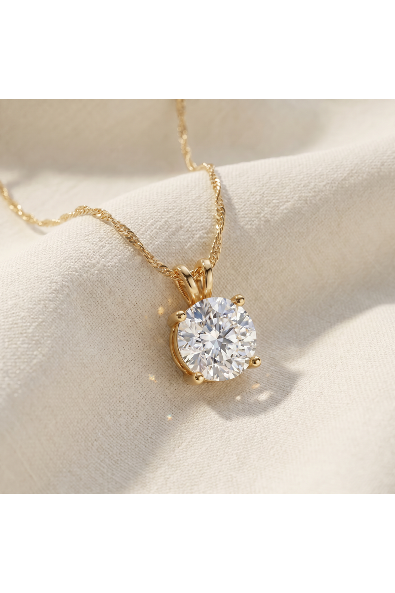 Certified 5Ct VS Solitaire Diamond Pendant 14k Gold Lab Grown Necklace, Alternate, color, 14k Yellow Gold