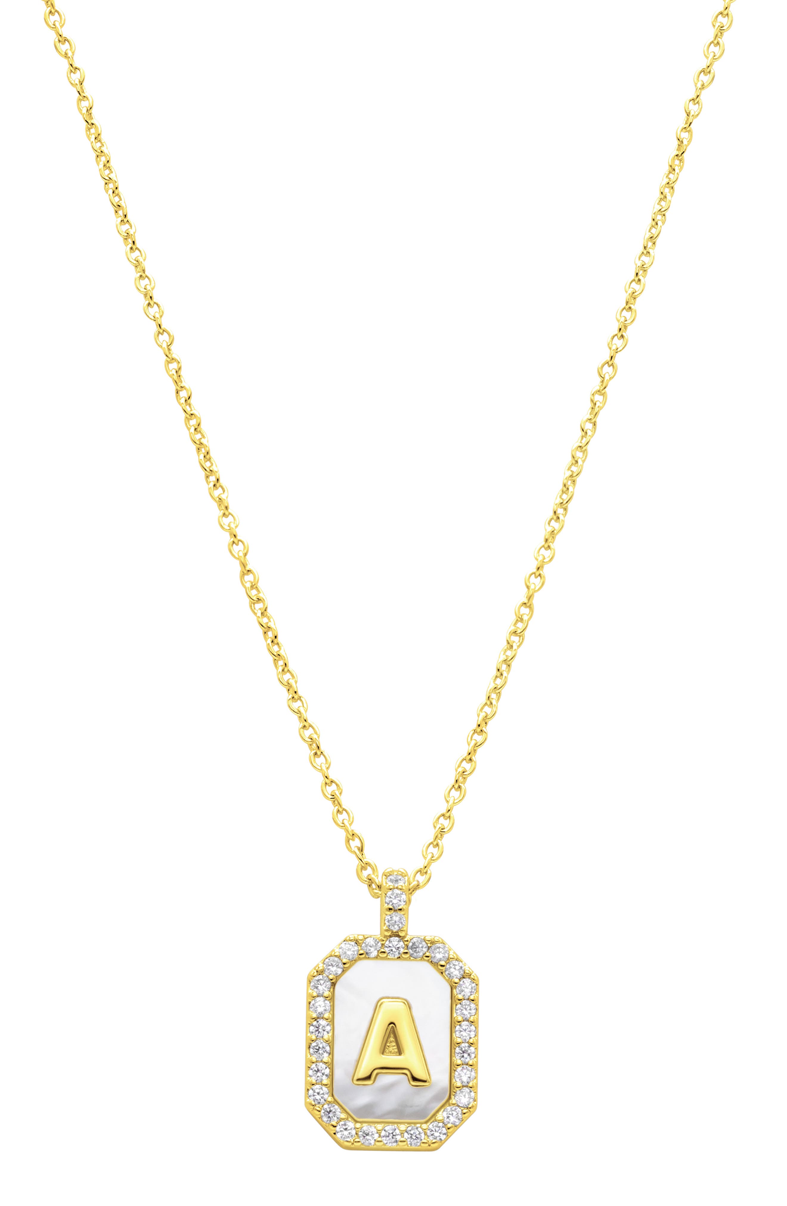 Adornia Crystal Mother of Pearl Initial Pendant Necklace