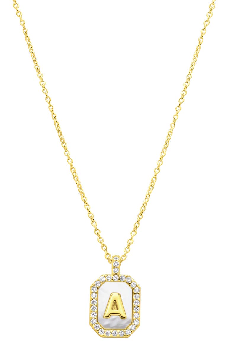 Adornia Crystal Mother of Pearl Initial Pendant Necklace, Main, color, Gold-A