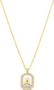 Adornia Crystal Mother of Pearl Initial Pendant Necklace