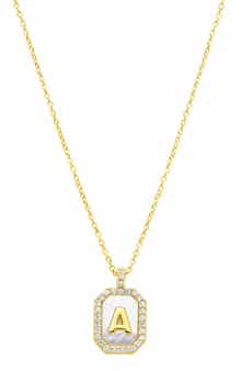 Adornia Crystal Mother of Pearl Initial Pendant Necklace