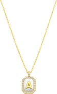 Adornia Crystal Mother of Pearl Initial Pendant Necklace