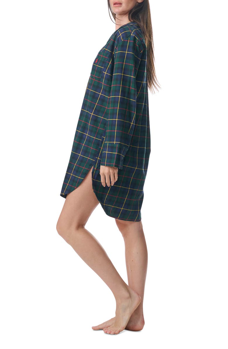 Polo Ralph Lauren Cotton Long Sleeve Sleepshirt, Alternate, color, Polo Tartan