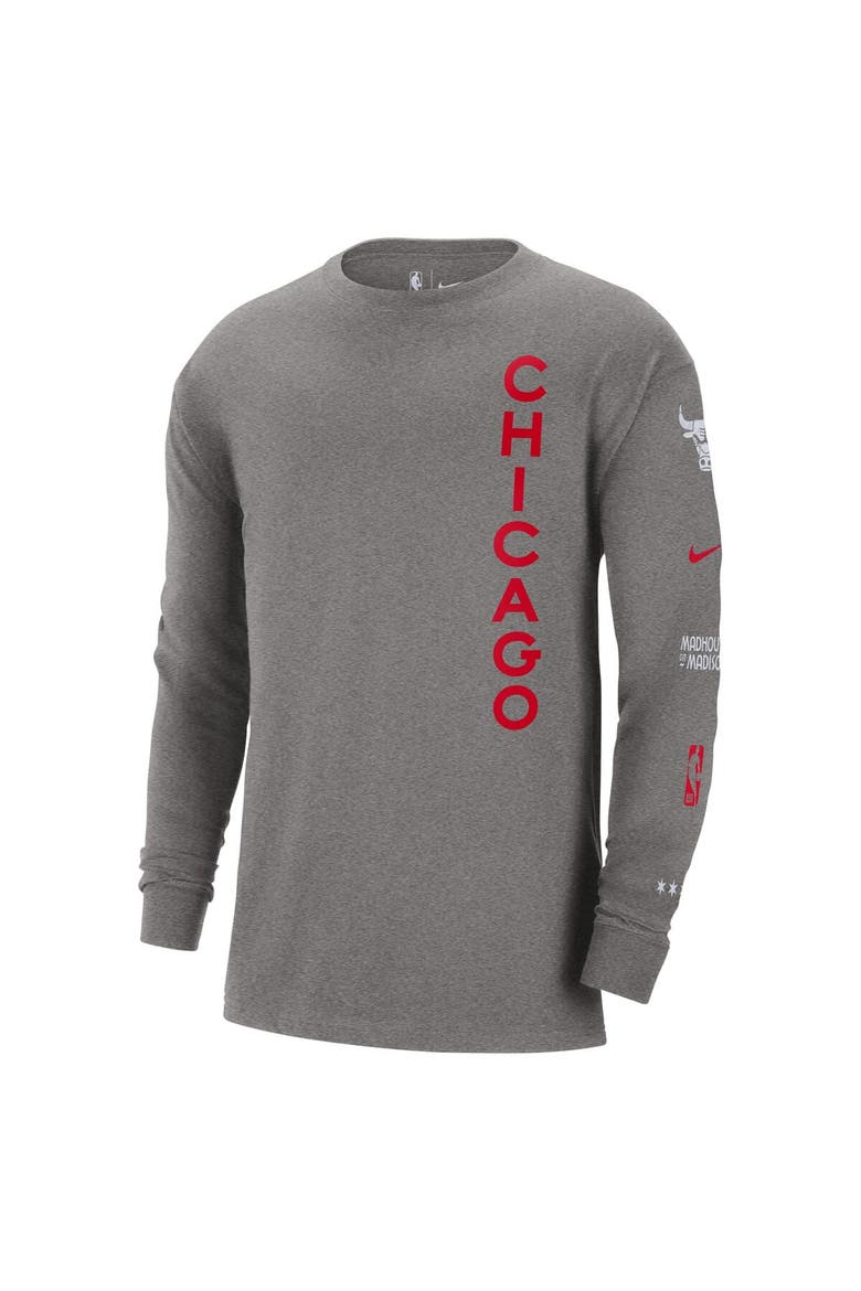 Men's Nike Charcoal Chicago Bulls 2023/24 City Edition Max90 Expressive Long Sleeve T-Shirt, Alternate, color, Charcoal