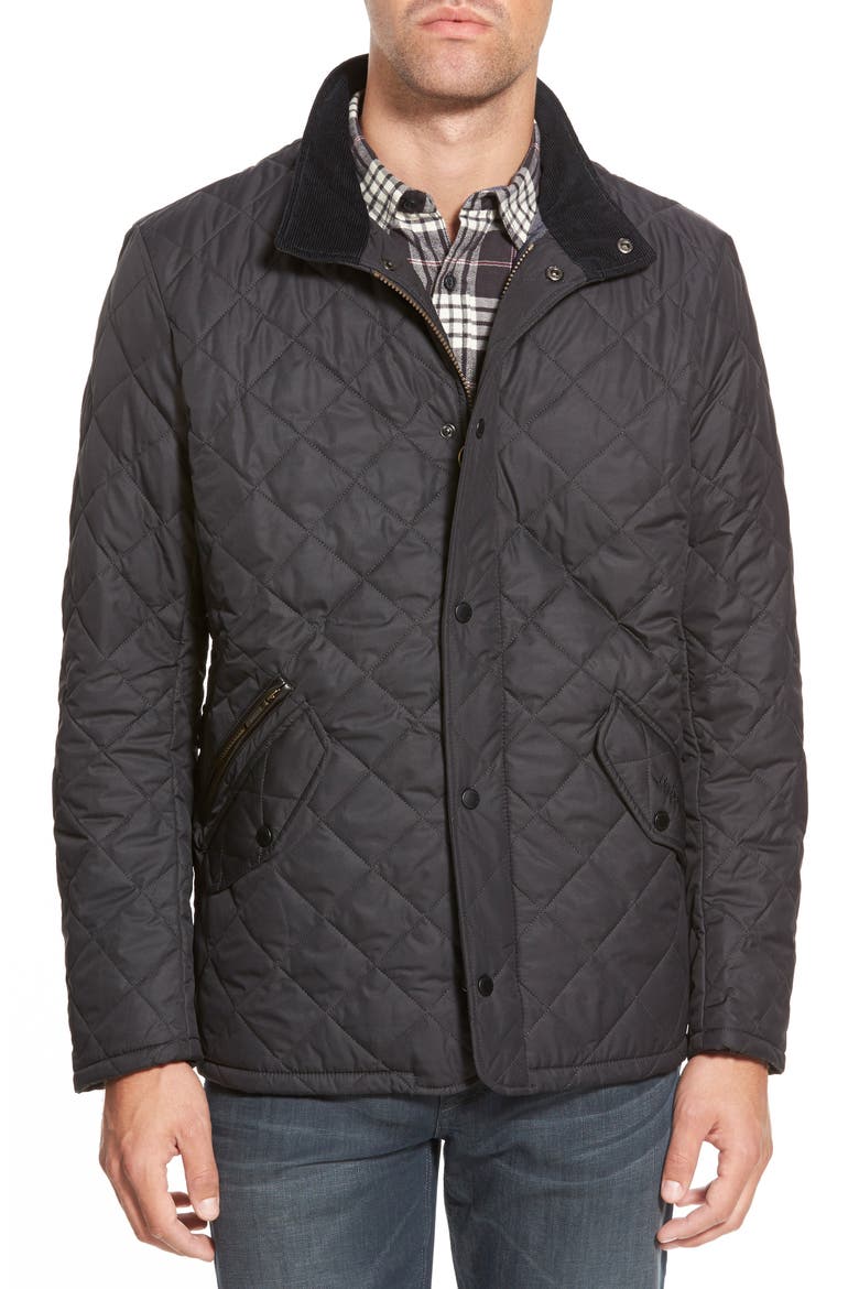 'Chelsea' Regular Fit Quilted Jacket, Main, color, BLACK
