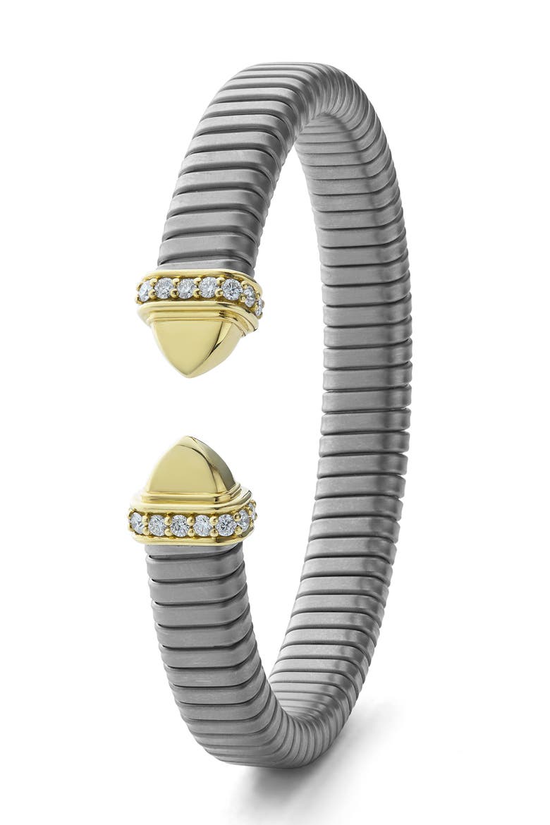Men's Pointed Dome Diamond Cuff Bracelet, Alternate, color, TWO-TONE